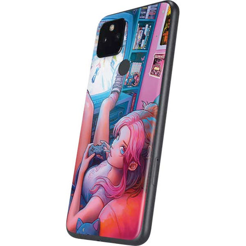 Pink Hair Anime Gamer Girl by Ivy Dolamore Google Pixel 5a Skin
